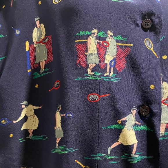 (6) Vintage Spenser Jeremy Beach TENNIS GOLF Novelty All Over Pr. Silk B… - Picture 3 of 6